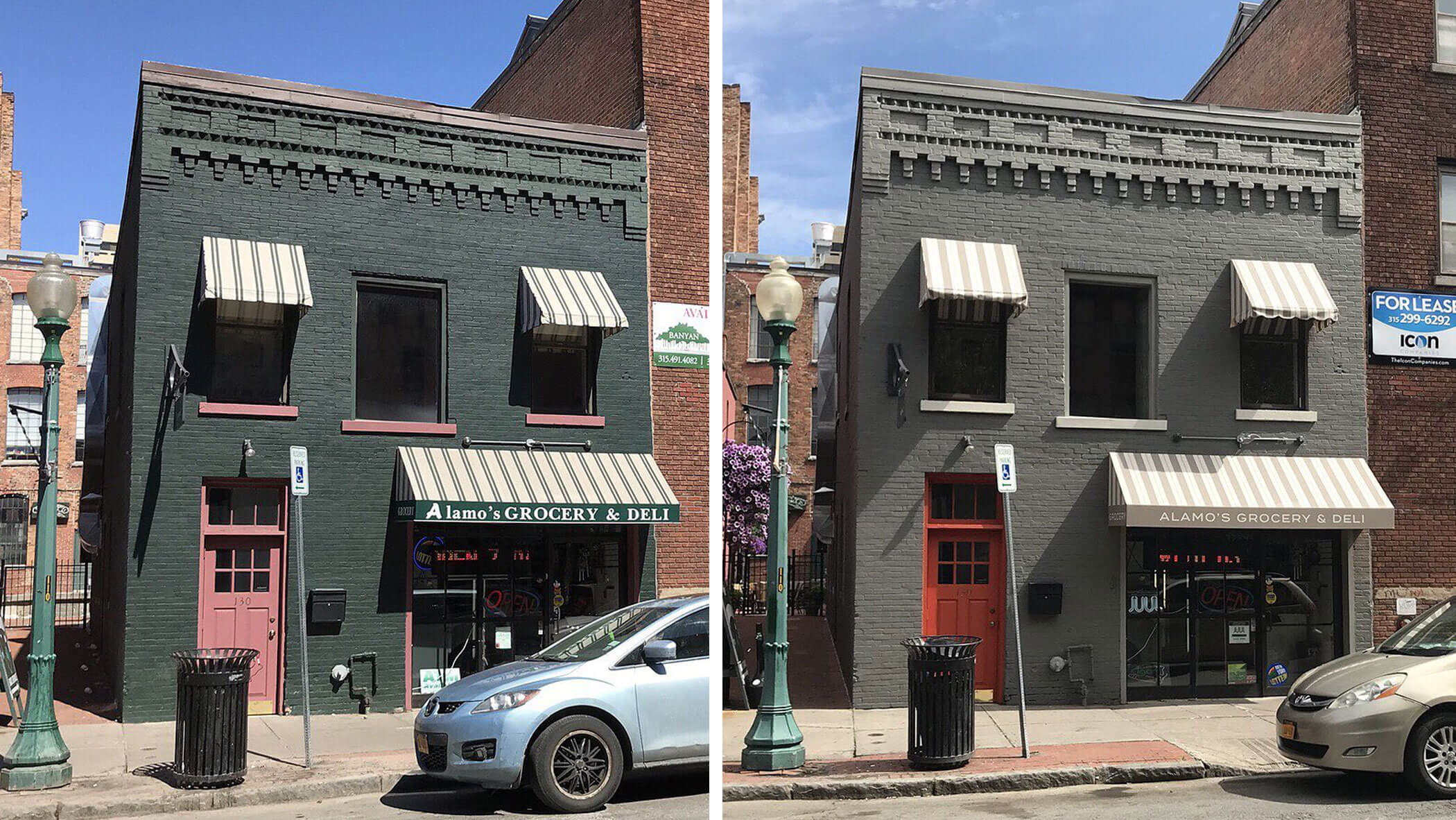 a before and after of our building at 130 walton st.
