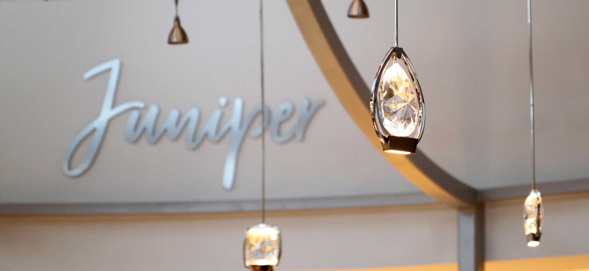 Juniper signage with lights