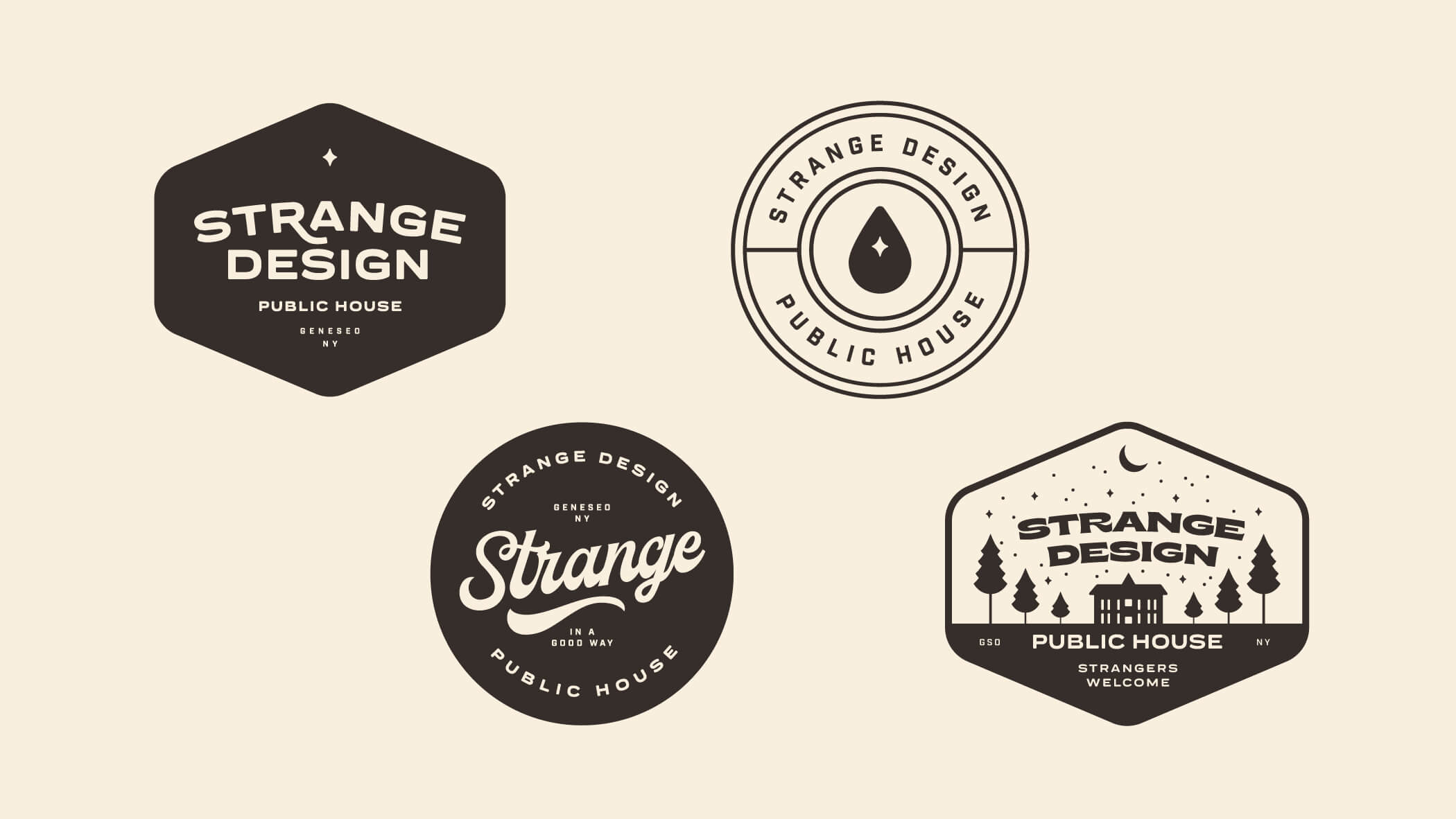 Strange Design Public House Badges