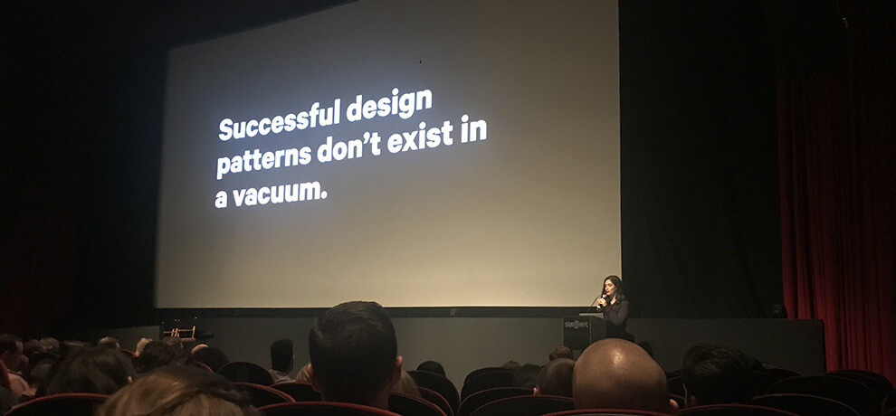 a slide that says "successful design patterns don't exist in a vacuum"