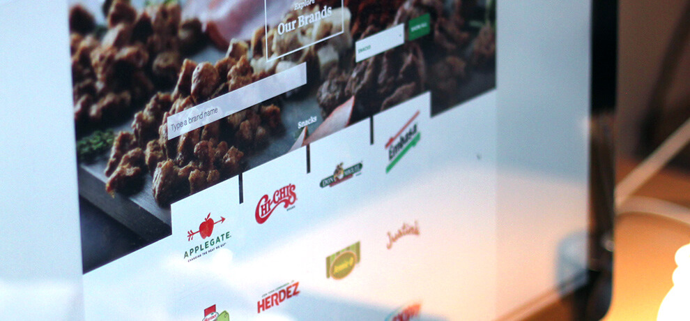 a monitor showing hormel foods brands in a grid