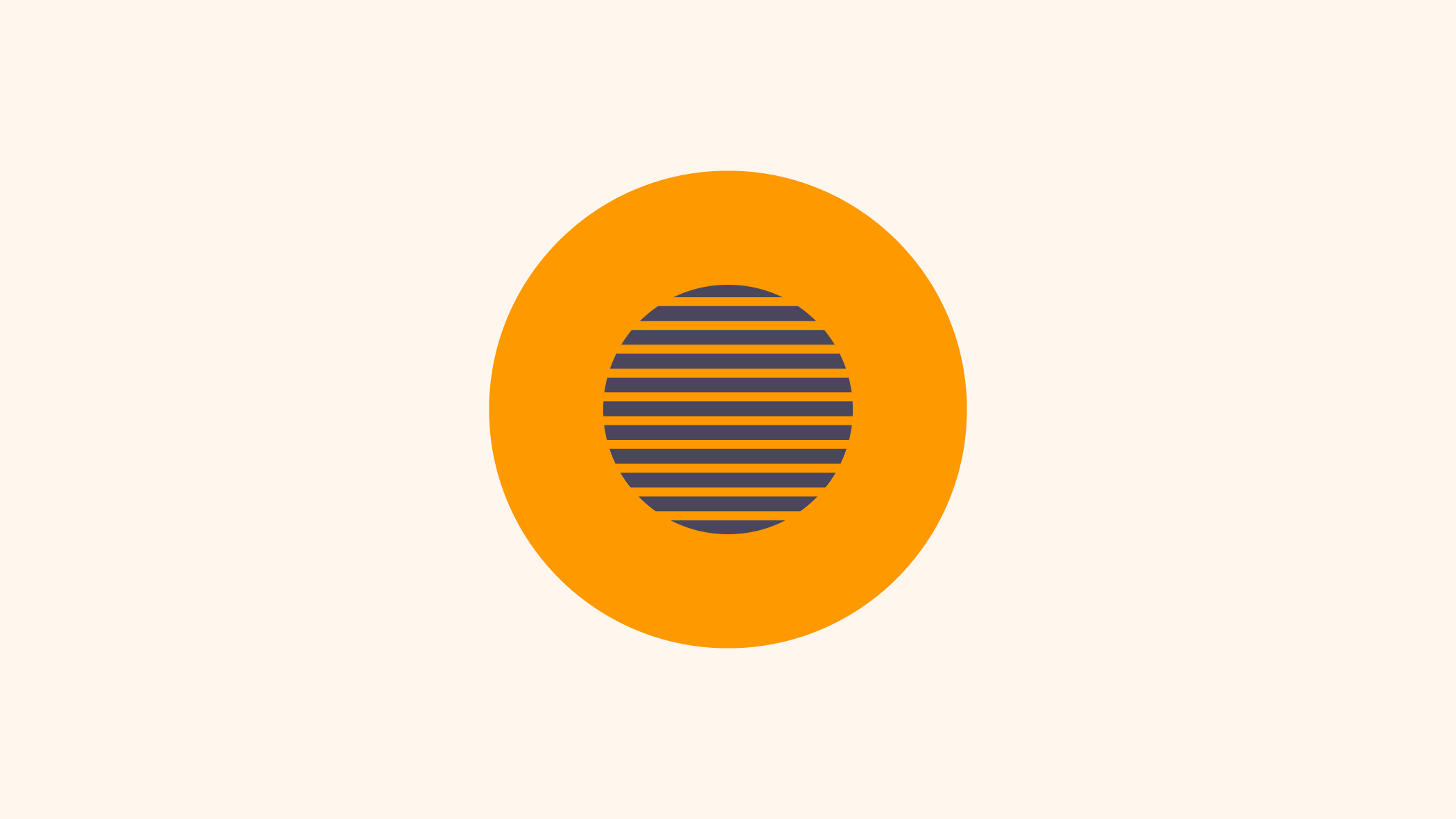 a geometric blue circle encompassed by a larger orange one