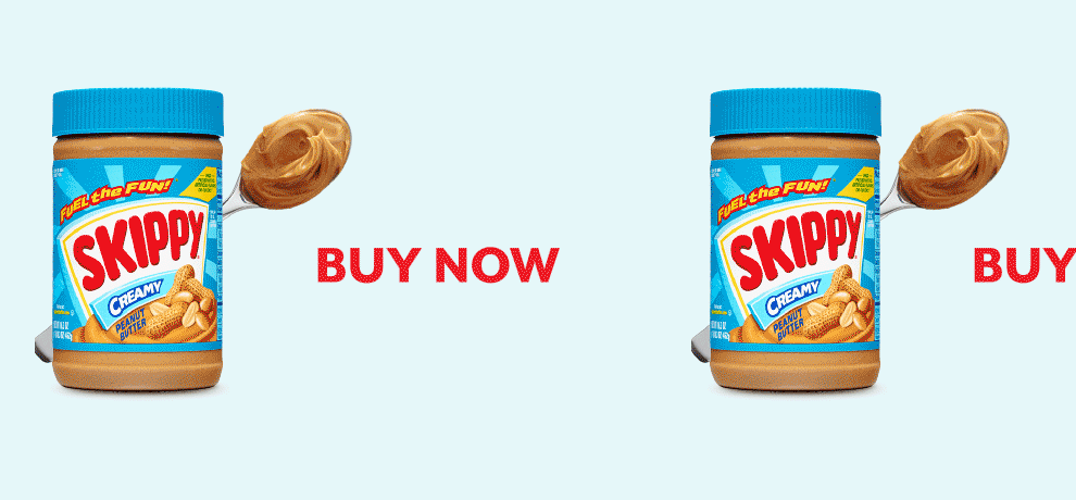 a looping banner of buy now text