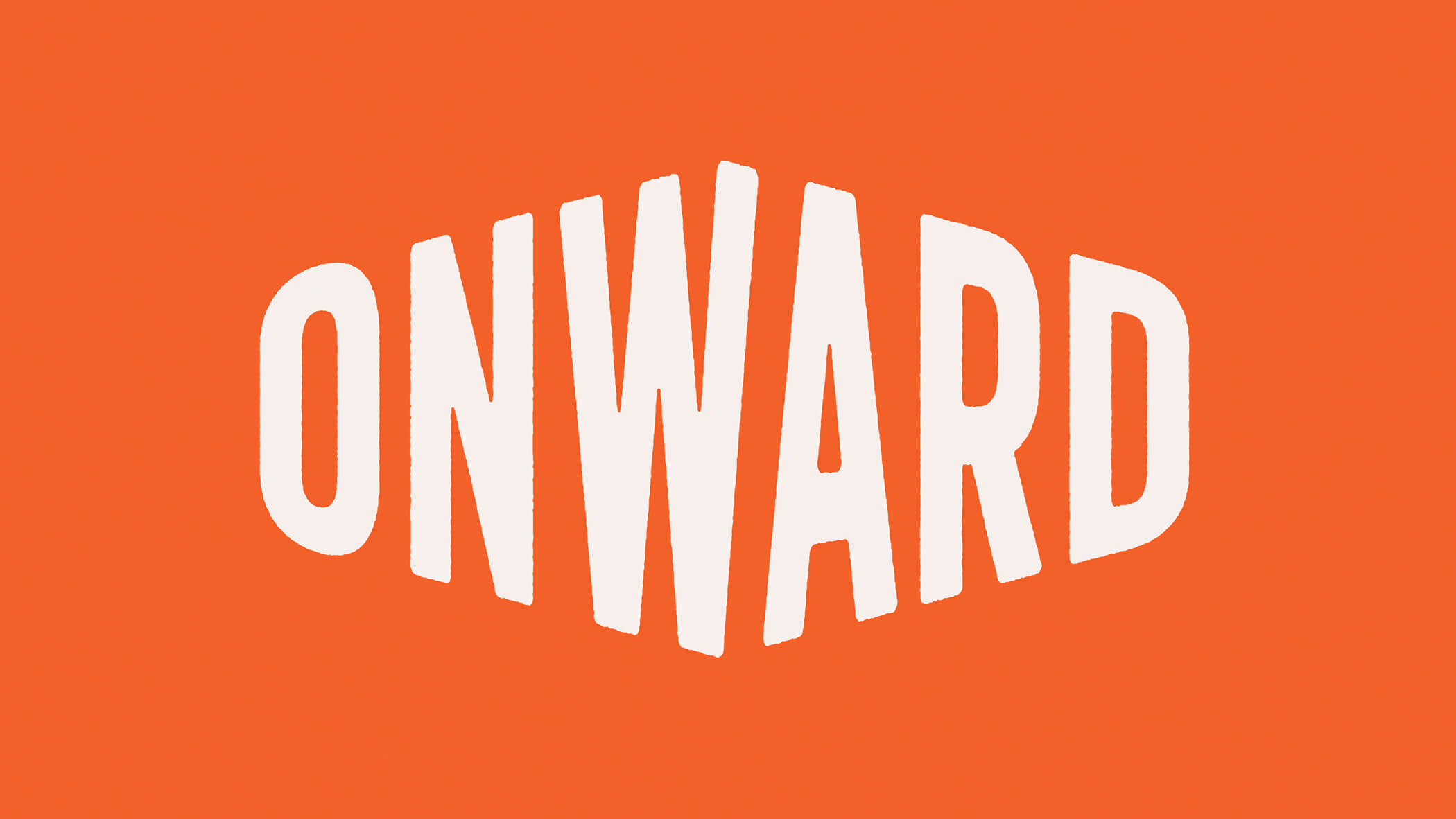 onward word mark on a solid orange background