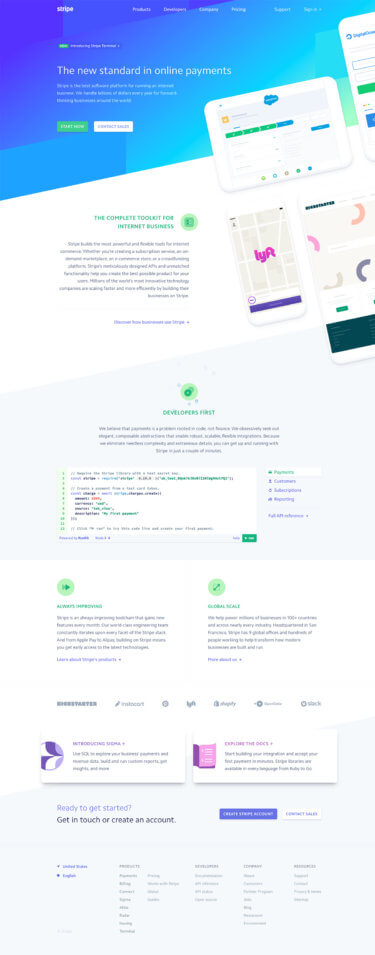 the stripe.com homepage
